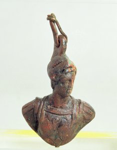 Vekt for vekt i form av en byste av Minerva, romersk (bronse)